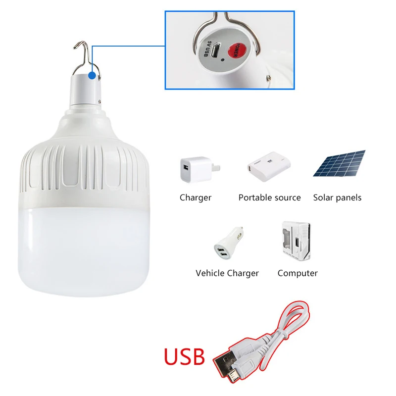 Аварийные огни USB 50 Вт 40 30 20 светодиодный светильник с крючком 3 режима затемнения