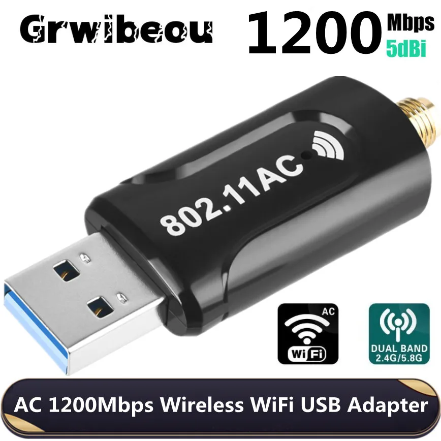 Беспроводная сетевая карта AC1200, 1200 Мбит/с, 802.11ac