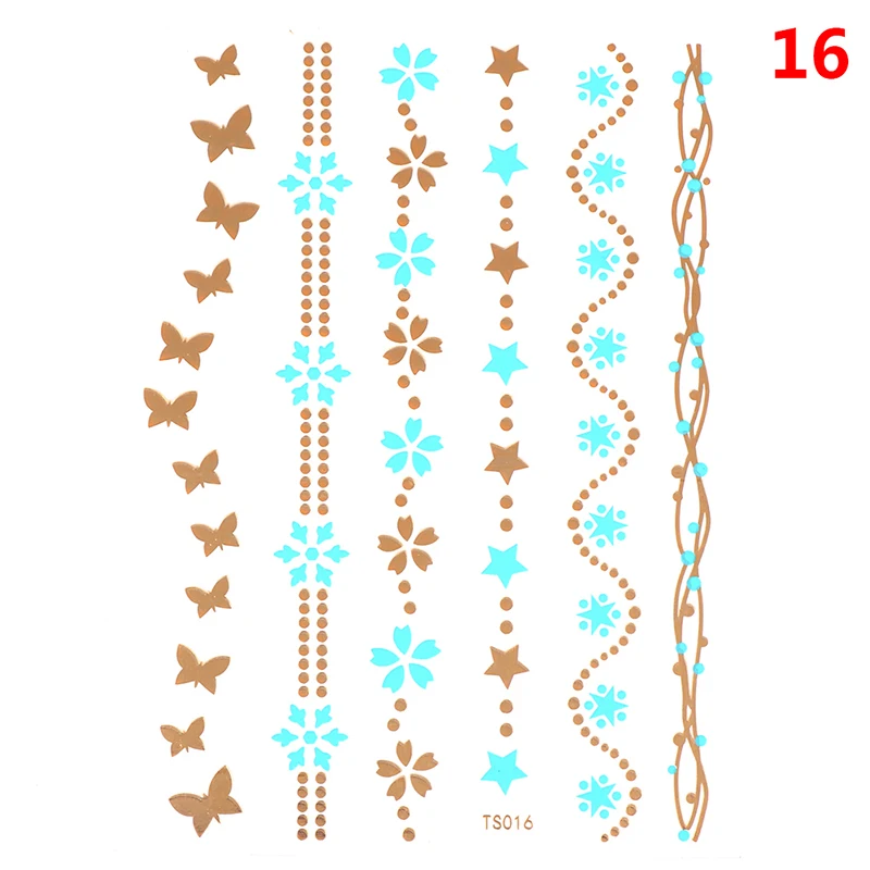 1Piece Flash Leaf Bracelet Gold Metallic Tatoo Temporary Sexy Women Hair Wrist Body Art Jewelry Tattoo Sticker Design