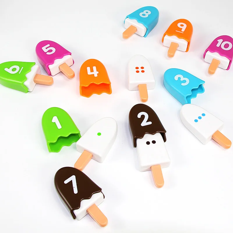 Дети раннего обучения математика игрушка пластиковая цифровая мороженое цвет количество соответствующие игрушки хороший Монтессори подарок для мальчика Девочка