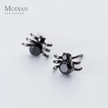 

Modian Rock Black Zircon Fashion Spider Stud Earrings for Women Ear Studs Jewelry for Girls Kids 925 Sterling Silver Jewelry
