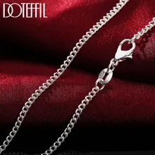 DOTEFFIL 925 Sterling Silver 16/18/20/22/24/26/28/30 Inch Side Chain 2mm Necklace For Women Man Fashion Wedding Charm Jewelry
