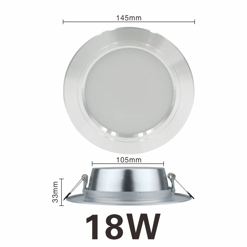LED Downlight Silver Ultra Thin Aluminum 5W 9W 12W 15W 18W Down Light 220V 230V 240V Round Recessed Spot Lighting - Испускаемый цвет: 18W 220V