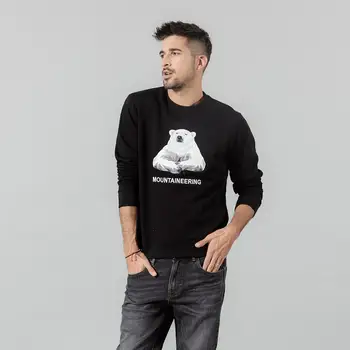 

SIMWOOD 2020 spring new embroidery polar bear hoodies men o'neck pullover sweatshirts fashion jogger tracksuits SI980708