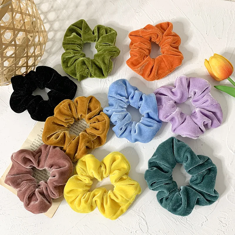

Velvet Hair Scrunchie Elastic Hair Bands Solid Color Women Girls Hair Ties Ponytail Holder Scrunchies Hair Accessories