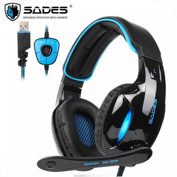 

SADES SA-902 Gaming Headset USB 7.1 Virtual Surround Stereo Deep Bass Headphone LED Light with HD Mic for Laptop Computer PUBG
