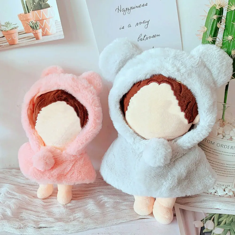 Cute Bear Hooded Cloak Korea idol Doll's Clothes & Accessoires for 20cm 15cm Dolls Fans Collection Hooded Cloak plush doll accessories barbie doll clothes doll clothes accessories doll clothes doll accessories