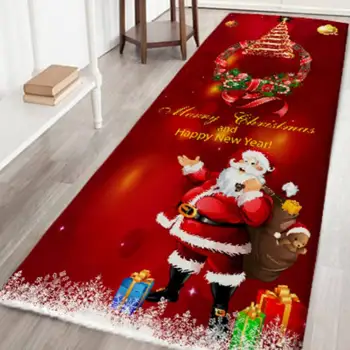 

Christmas Rugs Flannel Fabric Non Slip Rubber Backing Absorbent Bath Rug Home Kitchen Floor Mats Home Deocr