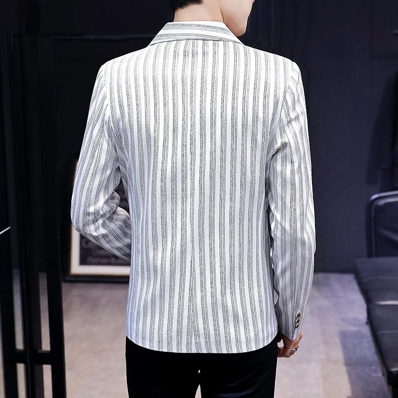 Men Blazer 2019 New Arrival Spring And Autumn Male Leisure Suit Pocket Stripe Coat Single Button Casual Korean Style X10