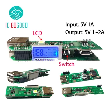 

LCD Power Bank Charger Circuit Board DIY 18650 Polymer Lipo Li-ion 5V Boost Step Up Power Supply Module PCB 2A 2.1A