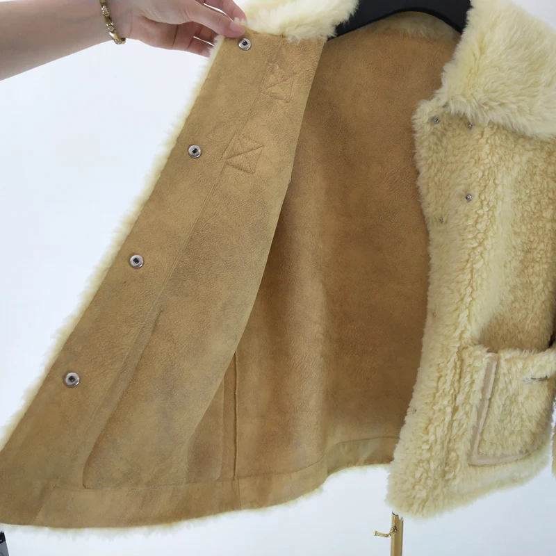 Manteau femme hiver, новинка, парка, натуральный мех, зимнее пальто для женщин, Натуральная шерсть, пальто с отложным воротником, Имитация замши, linner