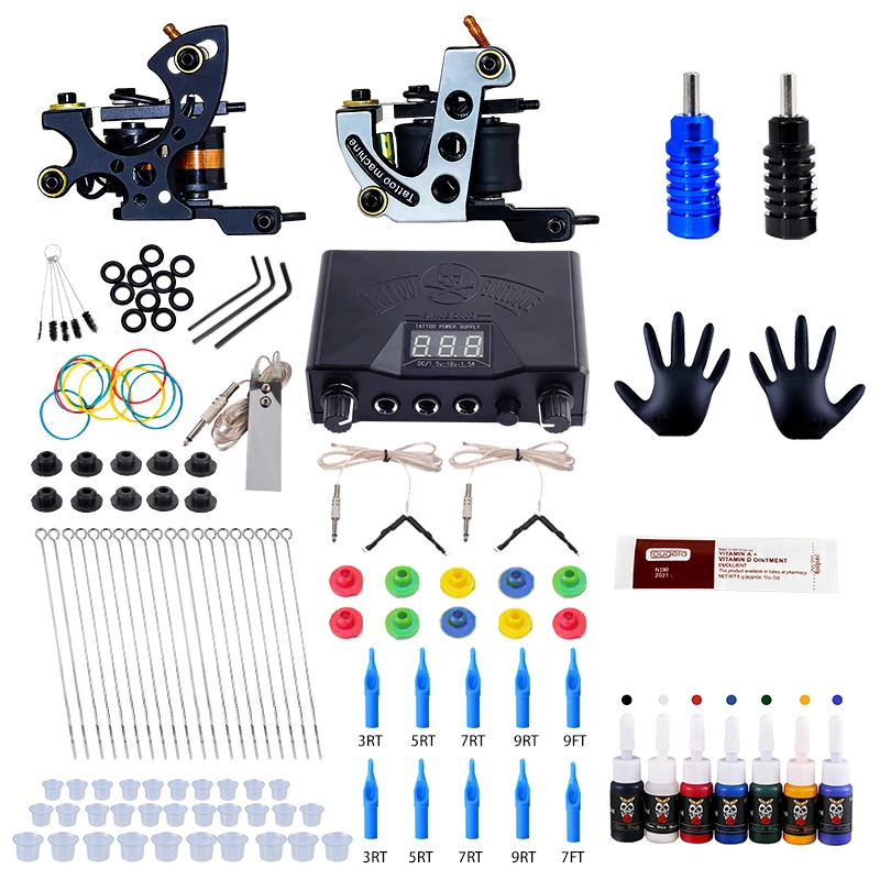 

Complete Tattoo Kit Coil Tattoo Machine Set Power Supply Needles Professional Tattoo Machine Kit for Beginner Starter