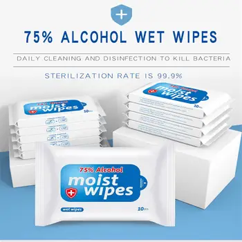 

Portable Home And Office 75% Alcohol Sterilization Wipes Flushable Antibacterial Wet Wipes For Adults Kids 10Pcs Two Version