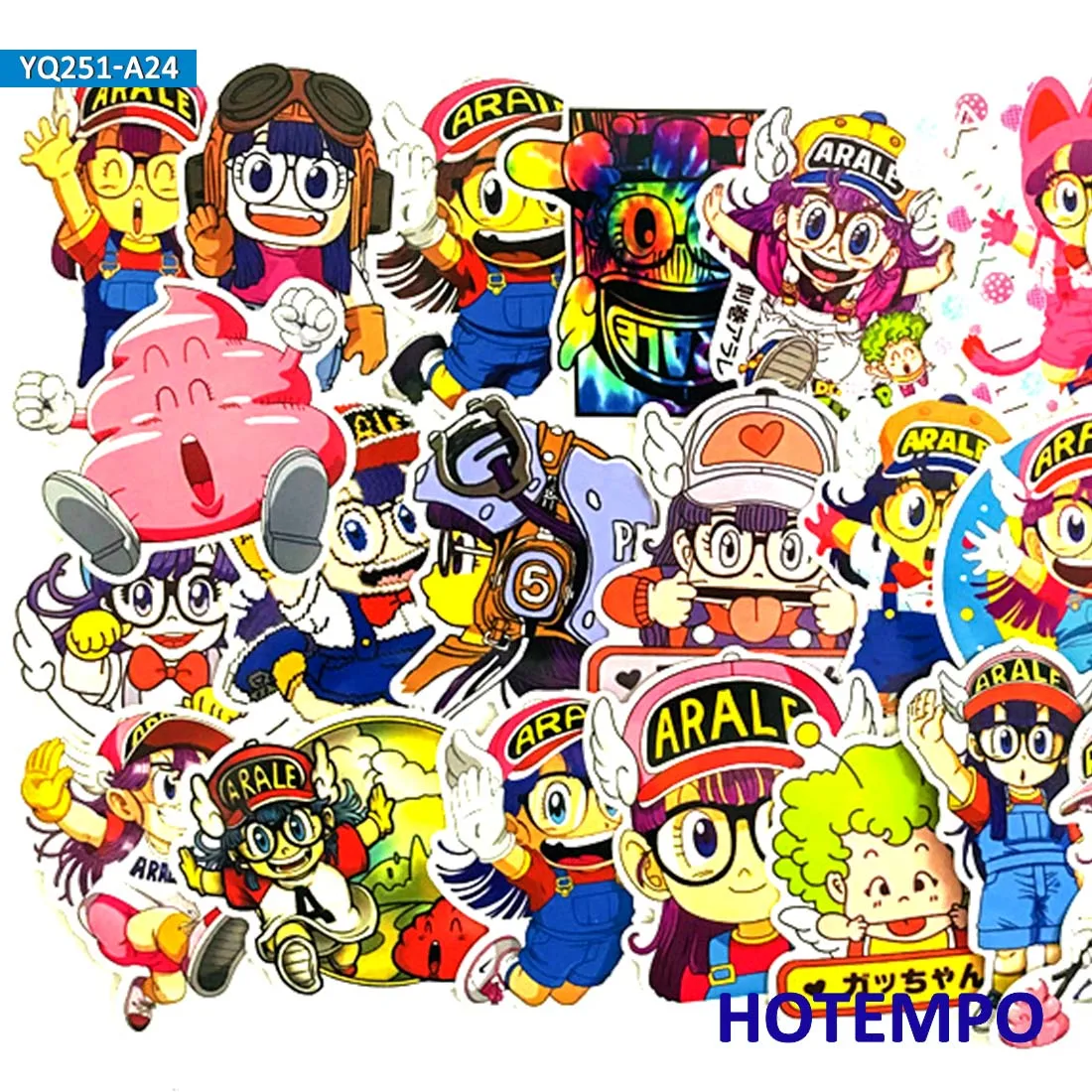 24 шт. Мультяшные Kawaii креативные милые наклейки Arale Dr. Slump для мобильного телефона, ноутбука, багажа, скейтборда, наклейки с фиксированной передачей