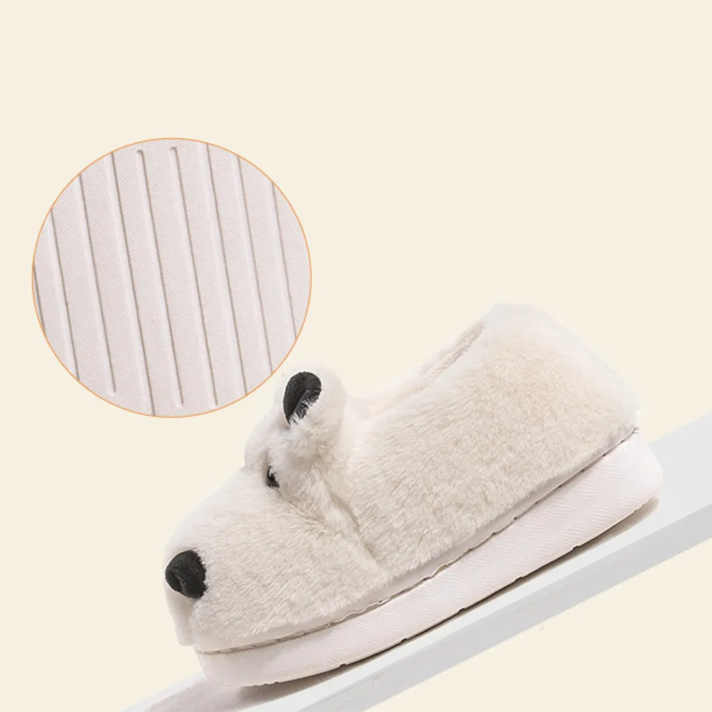 Children Kids Baby Girls Shoes Cute Indoor Cartoon Flock Winter Warm Casual Shoes Slip-on Solid Comfort Baby Slippers Girls