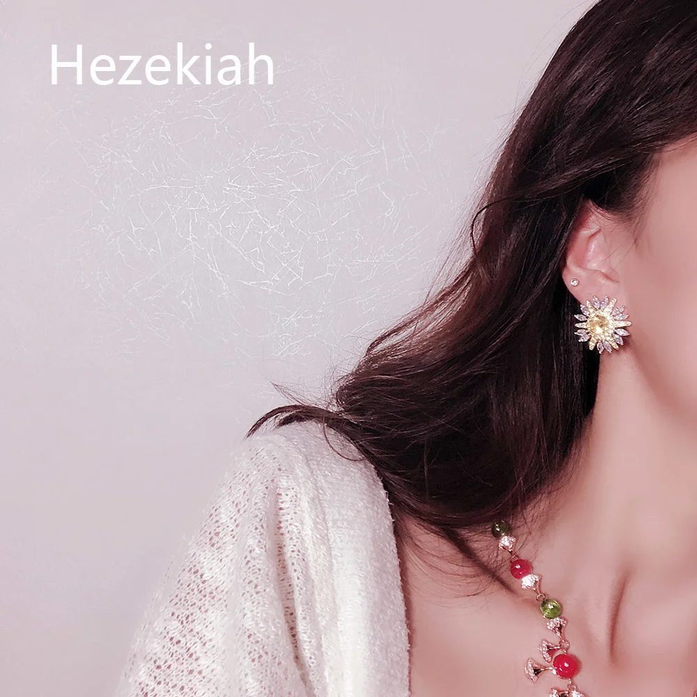 Sunflower Earrings Luxury Temperament Banquet French Quality Prom Party Noblewoman  Jewelry Alternative Fashion