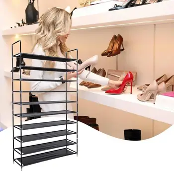 

Assembly 10 Tiers Non-woven Fabric Shoe Rack Storage Cabinet Organizer Shoes Holder