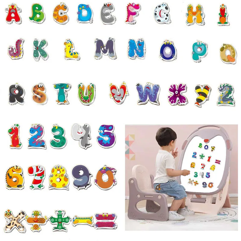 Juego de 26 letras magnéticas para niños, juego de imanes de madera del  alfabeto ABC de animales lindos letras de la A a la Z para niños para  nevera