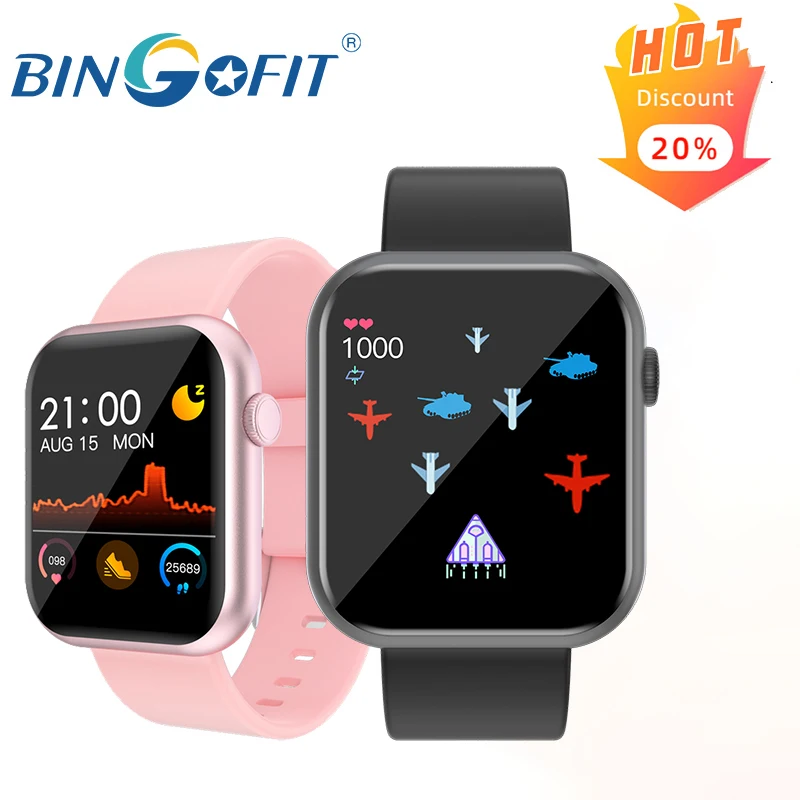 

BingoFit Original P9 Smart Watch Heart Rate Sleep Monitor IP67 Waterproof Smartwatch With Play Game For IOS Android Full Touch