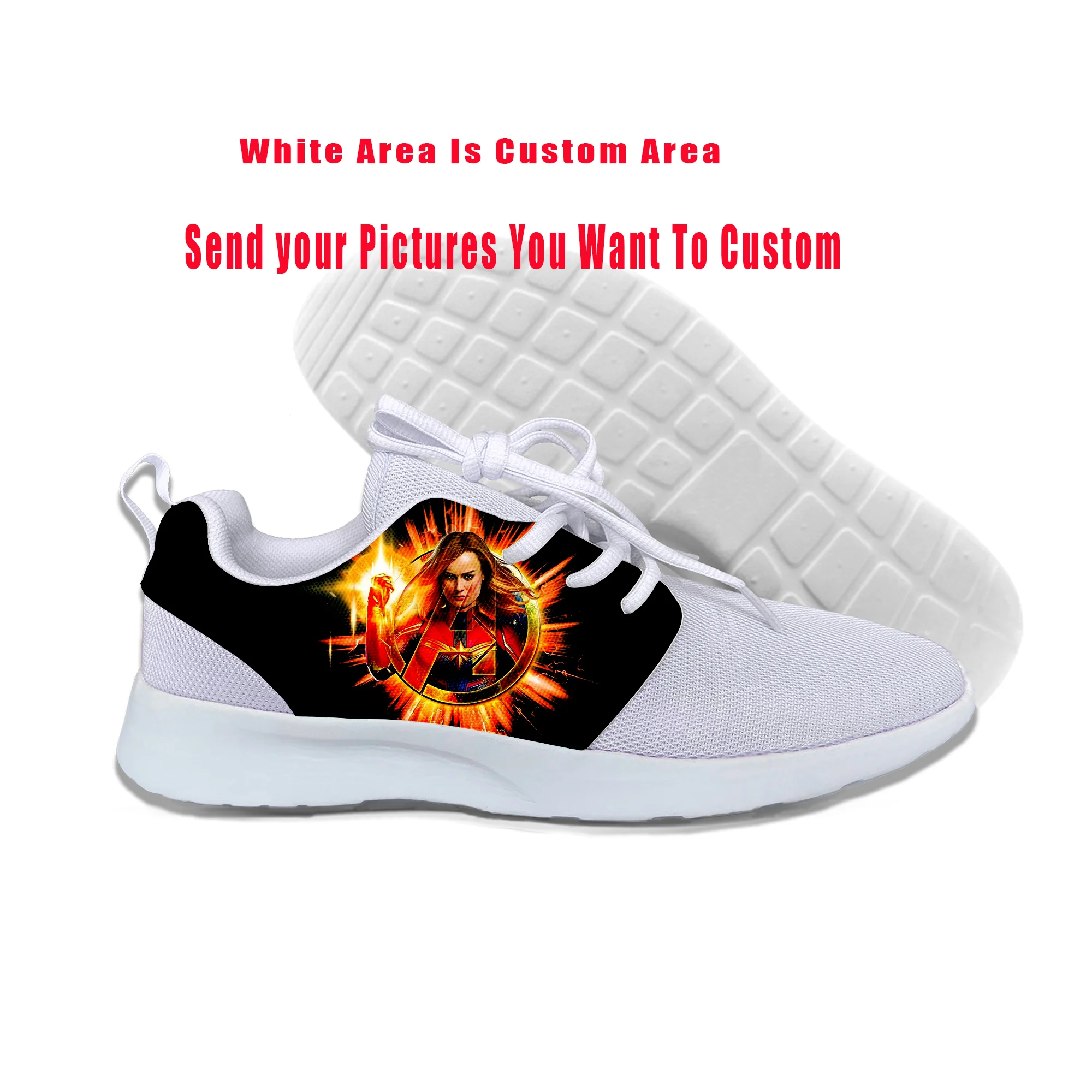 

2019 Hot 3D Printed Shoes Carol Danvers Captain Marvel Man Woman Lightweight-Breathable Custom DIY Fashion High-Top Sneakers
