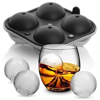 

Big Ice Hockey Silicone Mold Ice Box Multifunctional 4-Cavity Silicone Ball Ice Cube Maker Cocktail Whiskey