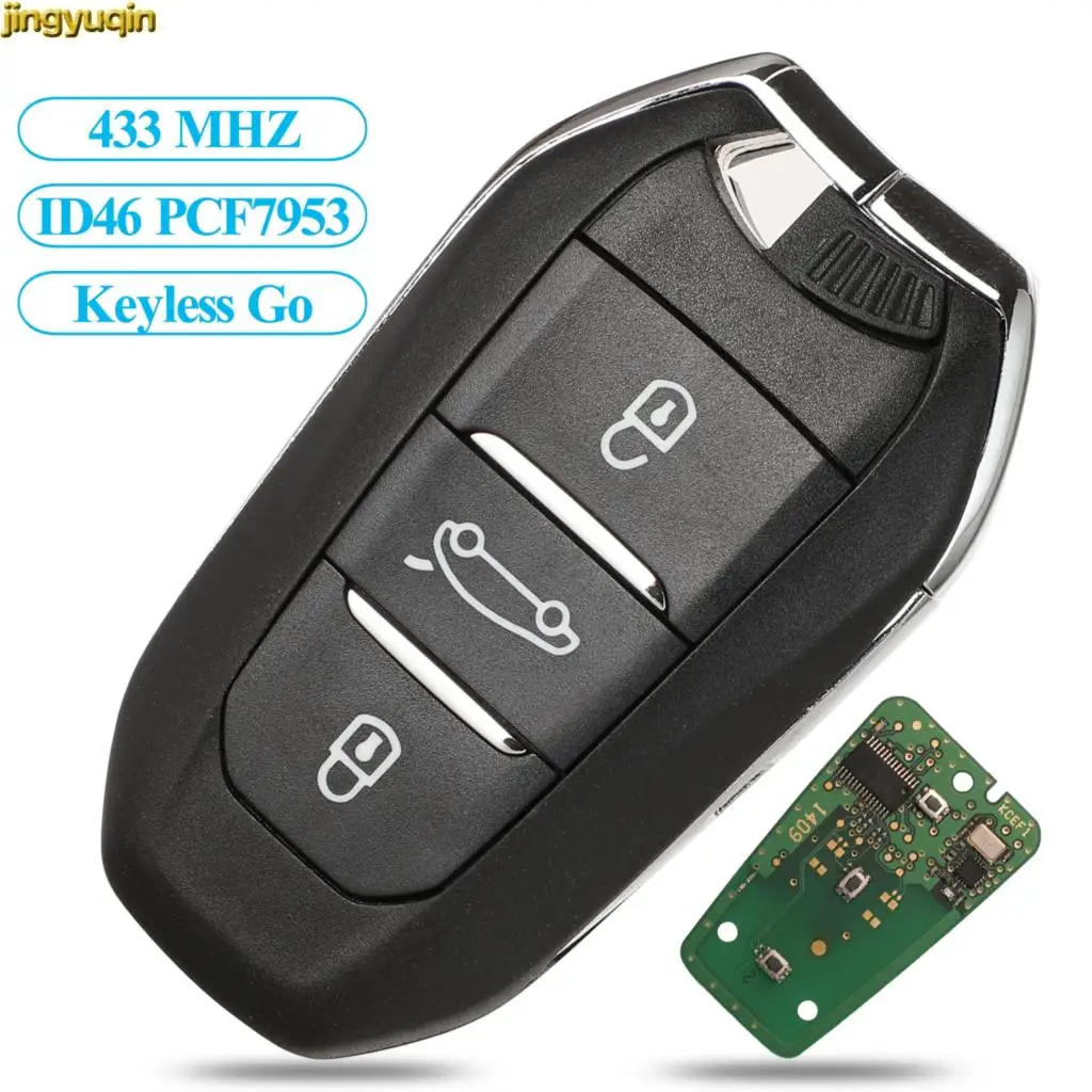 Смарт-ключ Jingyuqin для автомобиля 433 МГц чип PCF7953 ID46 Hitag2 Citroen C4 DS4 DS5 без ключа Go VA2 3