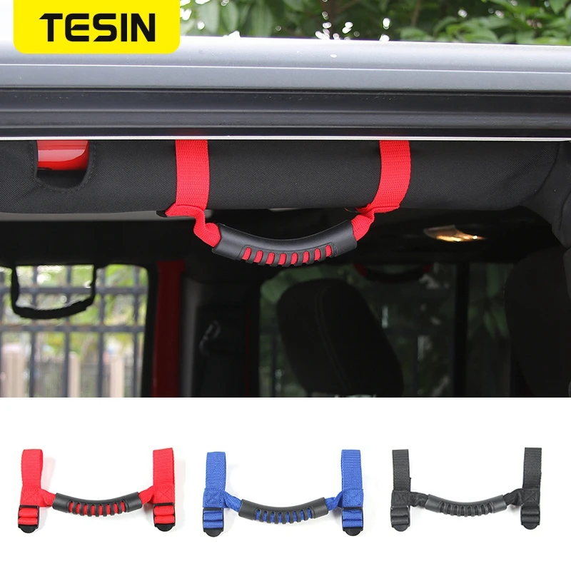 

TESIN Oxford Fabric Car Interior Armrest Roll Bar Mount Side Grab Handle for Jeep Wrangler TJ CJ YJ JK JL Car Accessories