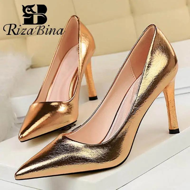 RIZABINA 6 Color Office Ladies Pumps Sexy Pointed Toe High Heel Shoes Women Spring Wedding Bridals Stiletto Footwear Size 34-40 | Обувь