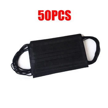 

50PCS One-Off Black Face Mouth Cover 3 Layer Non-Woven Anti-Dust Anti-Pollution For Traveling Through Crowded Airports New
