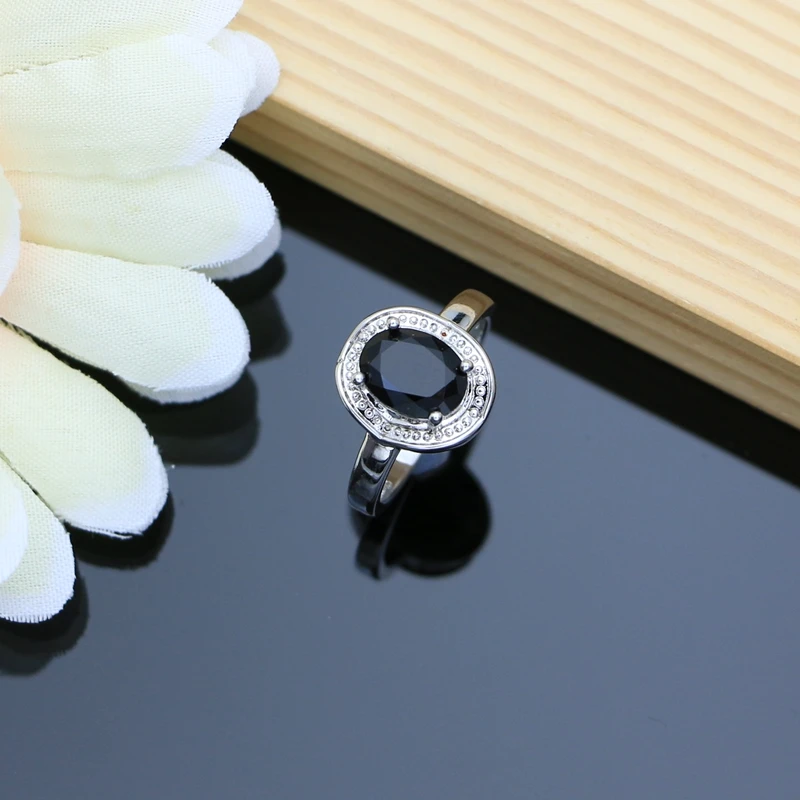 12 Colors Gemstone Silver 925 Jewelry Sets Black Obsidian Birthstone Earrings Bracelet Resizable Ring Necklace Wholesale 3