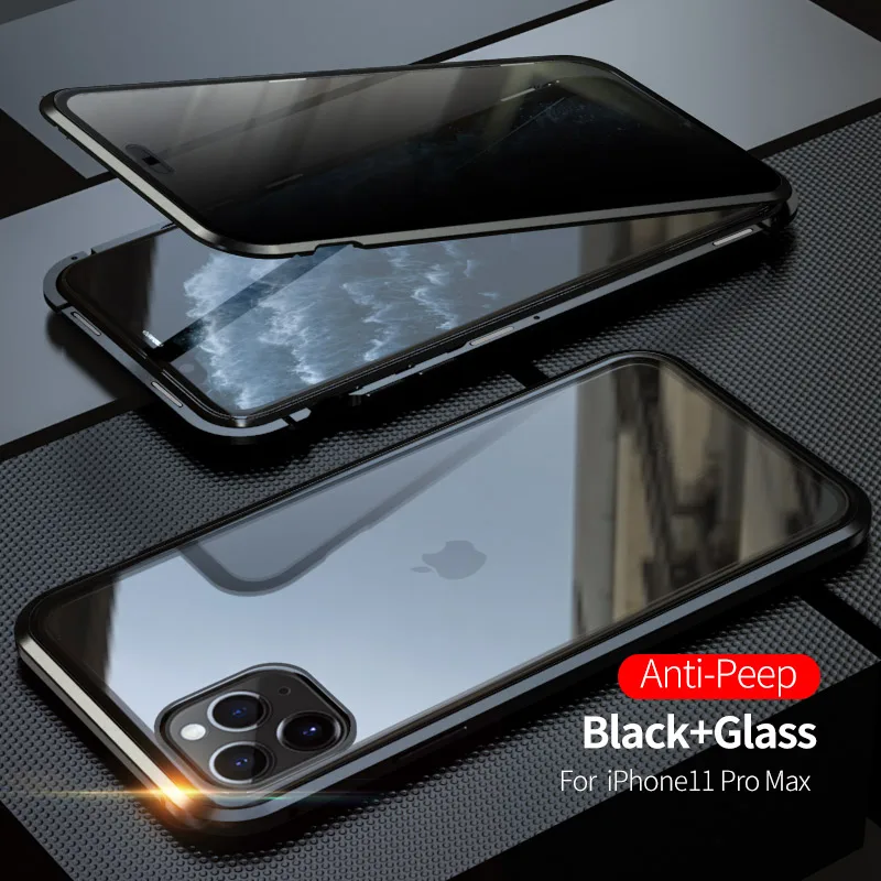 360 Защитный Магнитный чехол для iphone 11 Pro MAX Противоударная прозрачная стеклянная крышка металлическая рамка СПС iphone 11 Pro Роскошная Броня