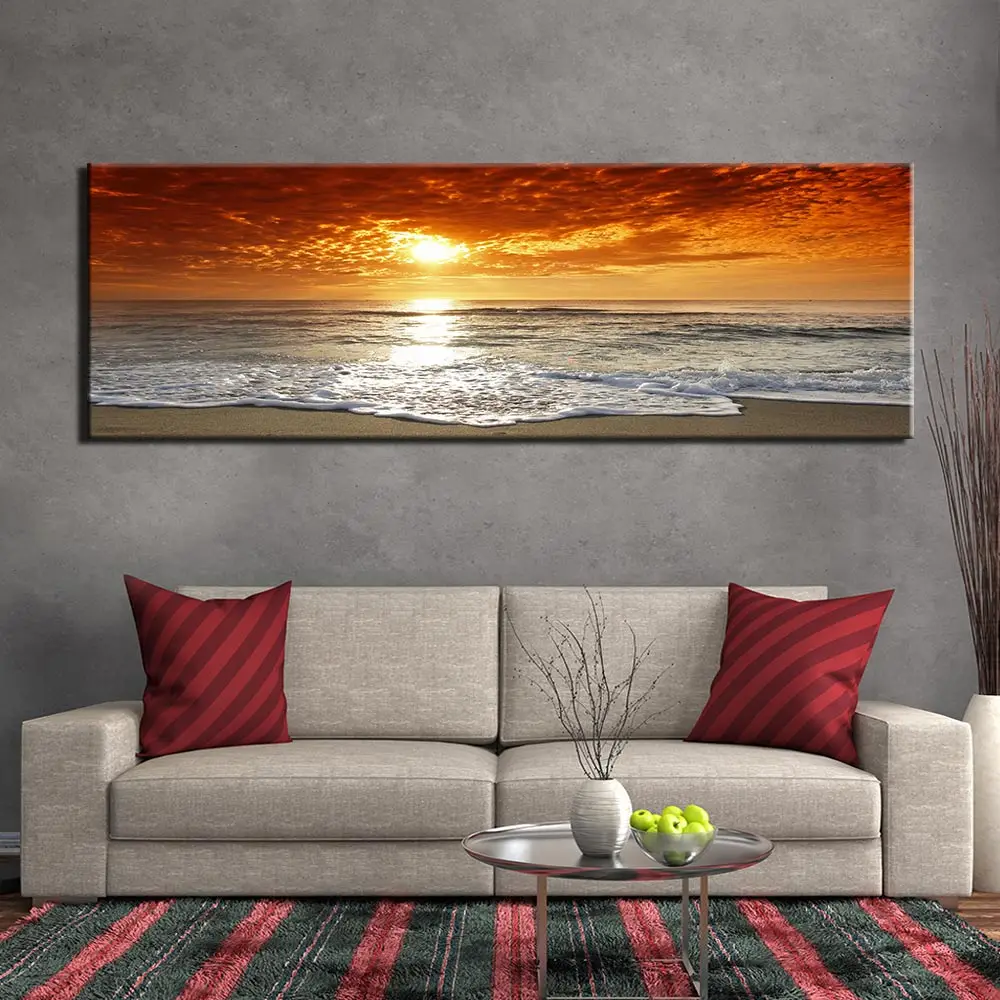 

Modular HD Sunsets Natural Sea Beach Landscape printed canvas painting poster wall pictures for living room posters and prints