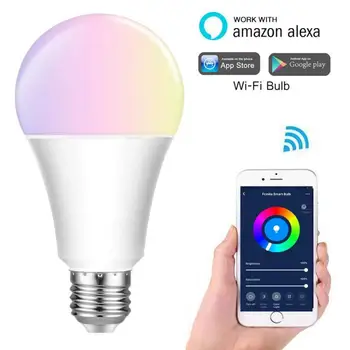 

Dimmable GU10/E27/B22/E14/E26 Wifi Smart Light Bulb RGBW App Operate Alexa Google Assistant Voice Control Wake up Smart Lamp
