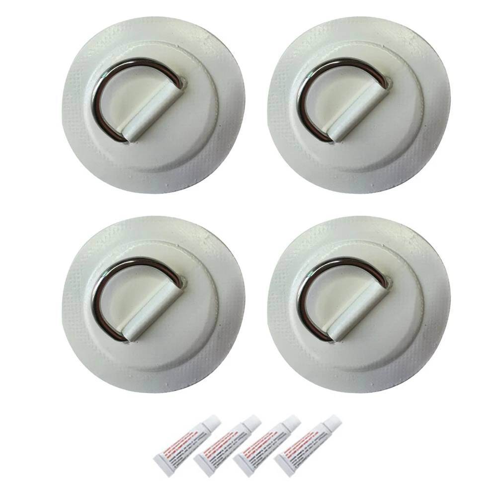 Surfboard Dinghy Boat PVC Patch With Stainless Steel D Ring Deck Rigging SUP Board Round Ring Pad with Elastic Bungee Rope Kit