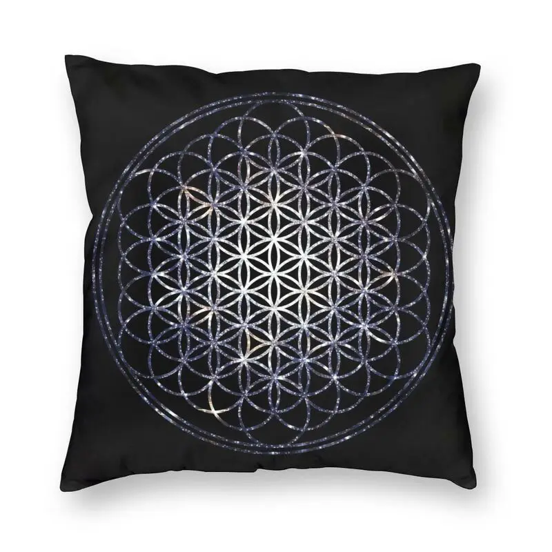 

Flower Of Life Sacred Geometry Star Cluster Cushion Cover Geometric Mandala Floor Pillow Case Sofa Pillowcase Home Decoration