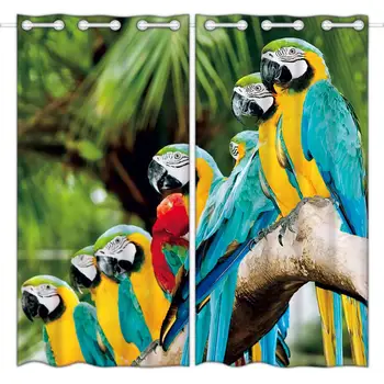 

Hommomh blackout curtains (2 panels) top buttonhole bedroom curtains animal blue parrot