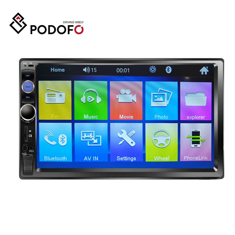 

Podofo 7" Car Backup Monitors 2din Audio Radio Touch Screen HD Digital Display USB Bluetooth Autoradio Multimedia MP5 Player