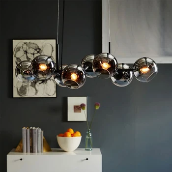 

Nordic glass ball chandelier for living room personality creative restaurant lamp modern minimalist bedroom bar hanging lights