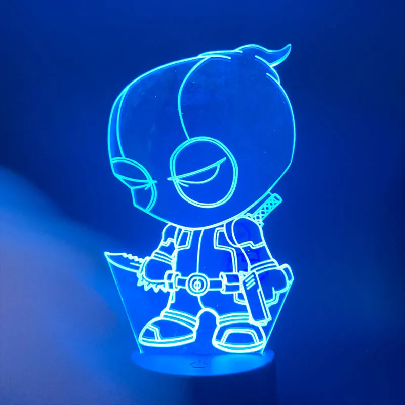 

Q-version Deadpool 3D Lamp Night Light 7 Colors Touch Button Table Lamp USB Sleep Lighting Bedroom Decor Kids Gifts Drop Ship