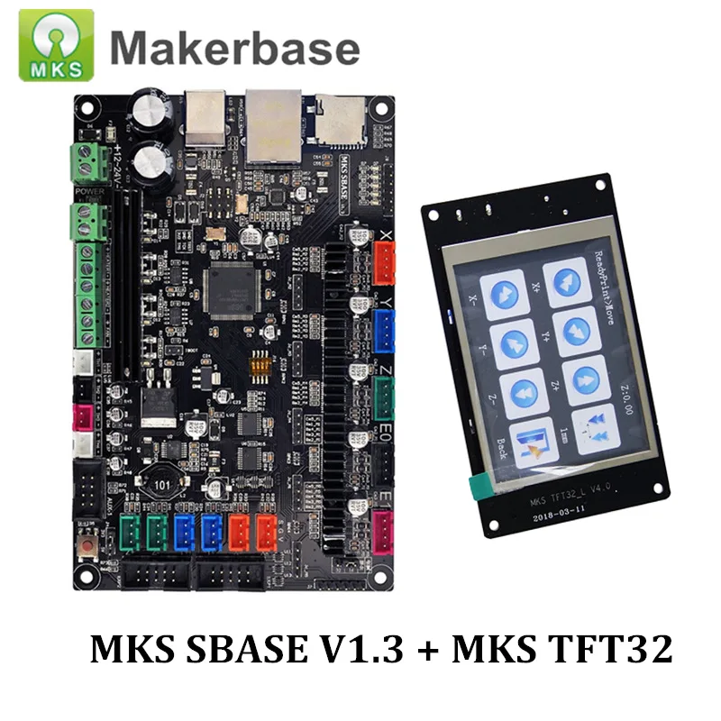 3D Printer Parts Control Board MKS SBASE V1.3 32-bit Platform Open Source Smoothieboard with MKS TFT32 V4.0 Smart Touch Screen