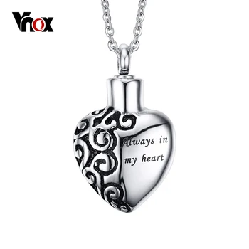 

Vnox Hollow Can Open Engraved Always In My Heart Pendant For Women Necklace Floral Texture Memorial Cremation Ashes Urn Jewelry