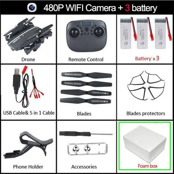 8807 Вт 8807 Дрон-Квадрокоптер мини складной S Дрон-Квадрокоптер с HD камерой WIFI дроны FPV зарядное устройство для квадрокоптера visuo Xs809hw x101hw - Цвет: 03mp wifi cam 3 BAT