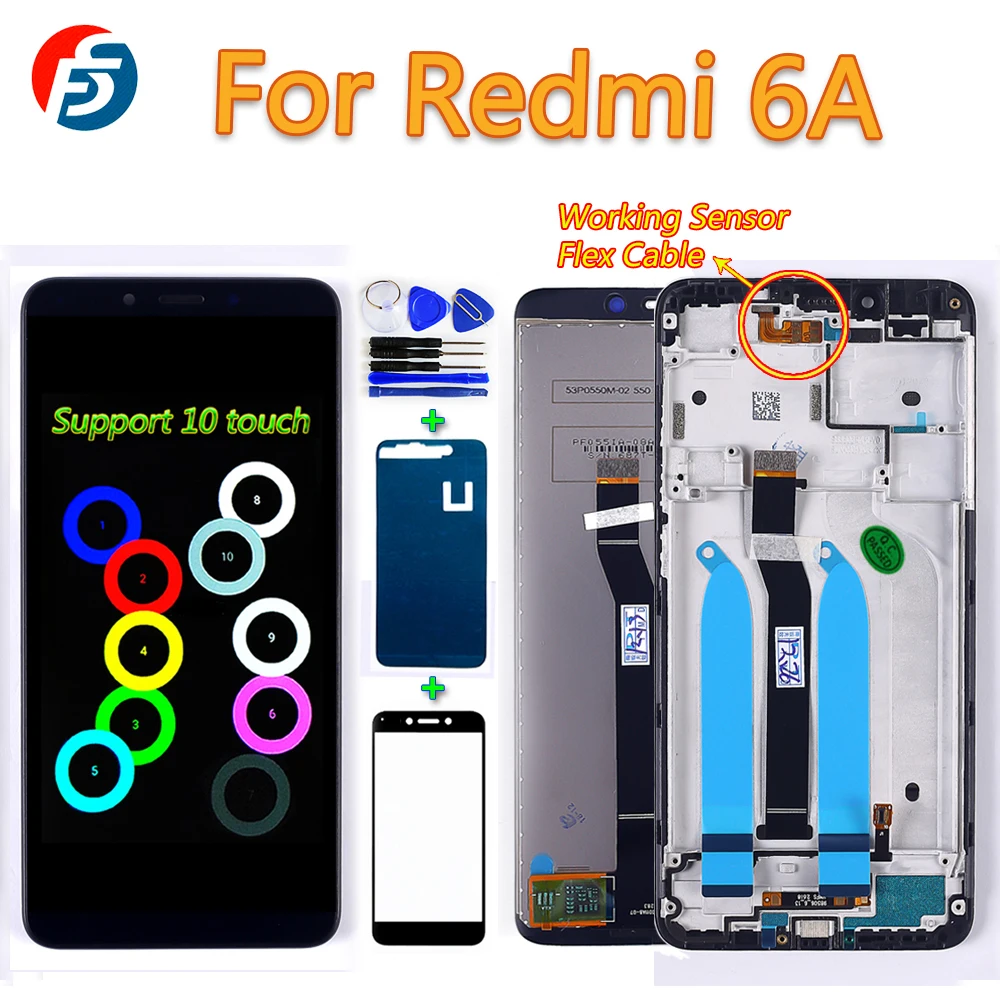 Fansu AAA ips ЖК Дисплей для Xiaomi Redmi 6A/Redmi 6 5,45 дюймов дигитайзер сборка рамка Сенсорный экран с 10 точек касания Функция