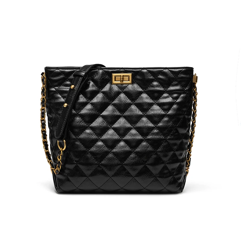 Fashion Women Rhombus Chain Bag 2020 New Classic Ladies Zip Diamond Bag Stray Bucket Bag Woman Leather Shoulder Messenger Bag
