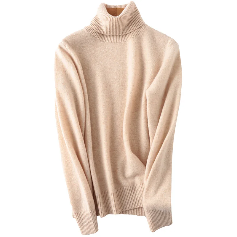 

100% Wool Turtleneck Sweater Women Autumn Winter Warm Soft Slim Knitted Pullover Female Jumper Women Cashmere Sweater
