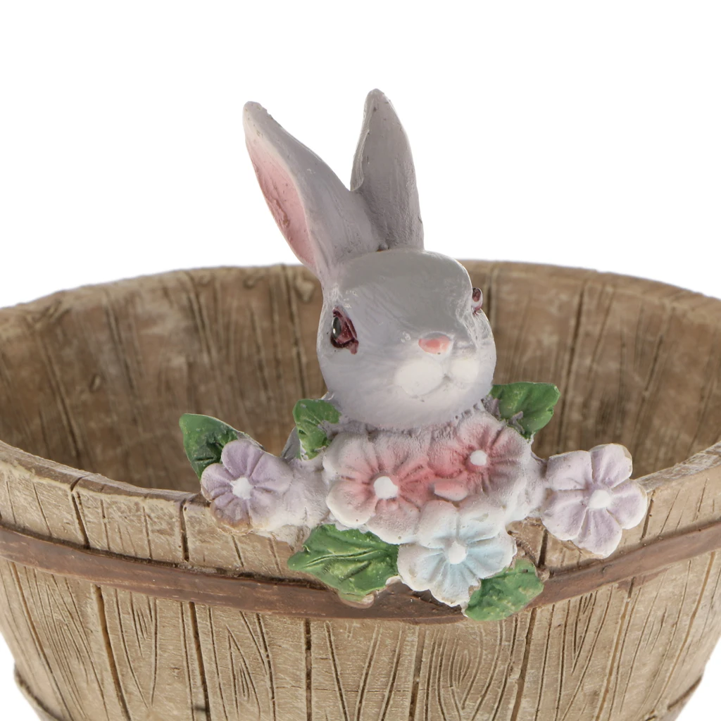Decorative Bunny Rabbit Resin Flower Cactus Herbs Sedum Succulent Pot Planter Bonsai Trough Box Plant Bed Home Garden Pot Decor