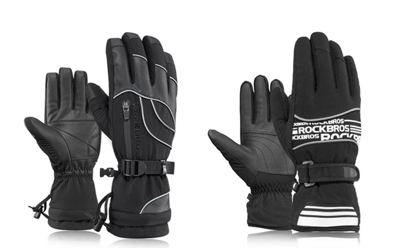 ROCKBROS ветрозащитные водонепроницаемые-30 градусов зимние мужские и женские перчатки для катания на лыжах снегоходы сноуборд снежные виды спорта теплые серые лыжные перчатки