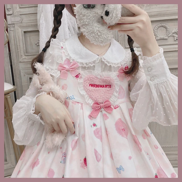 Japanese Women Lolita Jsk Party Dress Strawberry  Lolita Dress Kawaii  Strawberry - Lolita Collection - Aliexpress