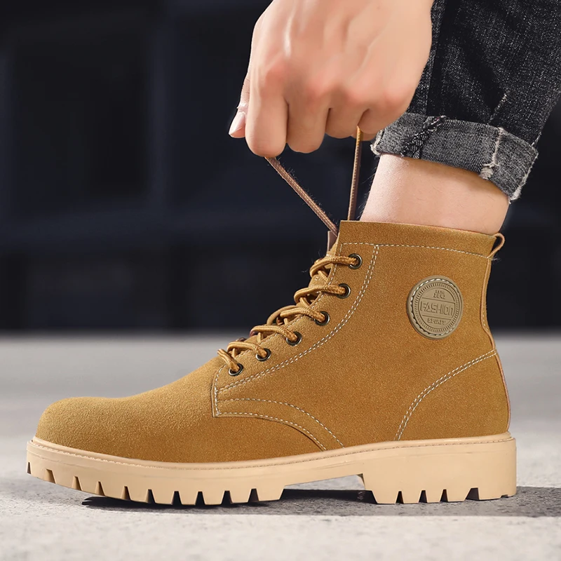 Лидер продаж; зимние мужские ботинки; высокие модные уличные Ботинки Martin; botas hombre; Мужская Удобная мягкая износостойкая обувь; KLYWOO