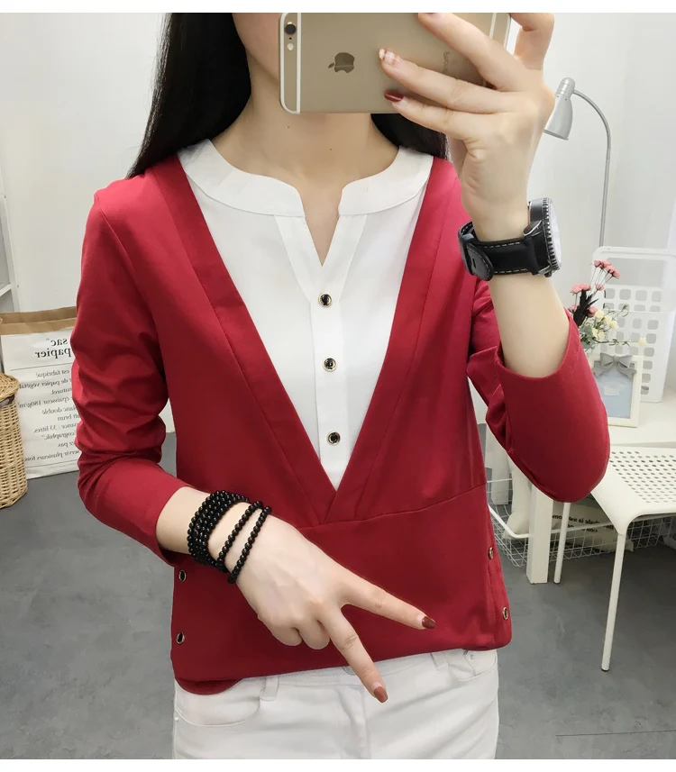 Blusas Mujer De Moda, повседневные весенне-осенние Топы, корейский стиль, женская рубашка с длинным рукавом размера плюс, свободная Bluzka damsk 7896 50